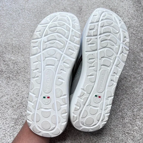 NEW Nero Giardini Platform Sneakers Pink Silver Glitter White Black 37 7 - Picture 6 of 7